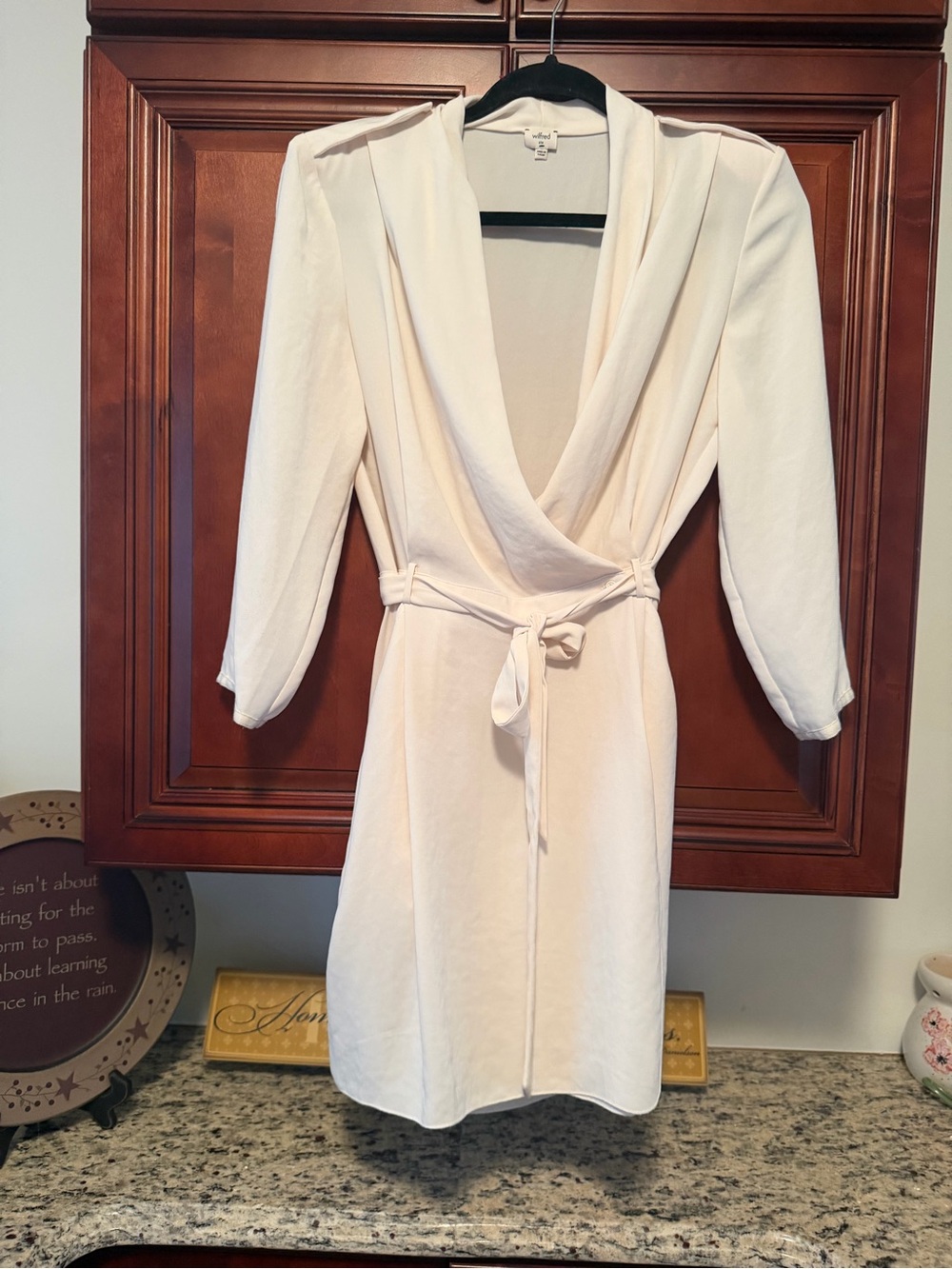 Wilfred Ivory Wrap Dress with Tie Waist